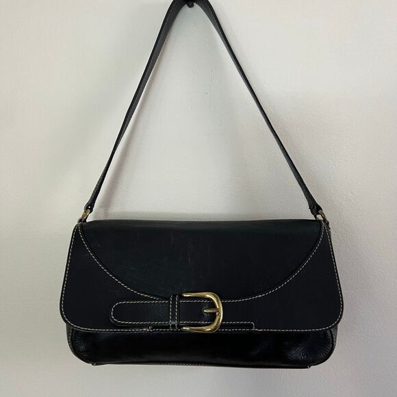 Mila Paoli Leather buckle shoulder bag Y2K 90s - Picture 3 of 14